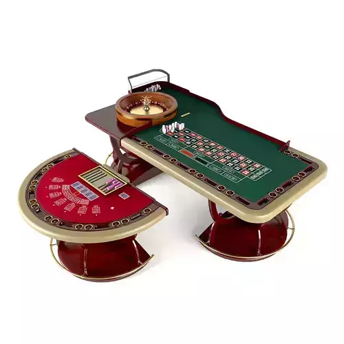 Baccarat and roulette casino tables 3D model
