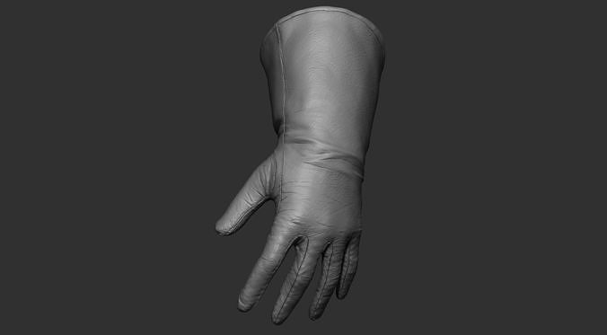 High Leather Gloves 3D model