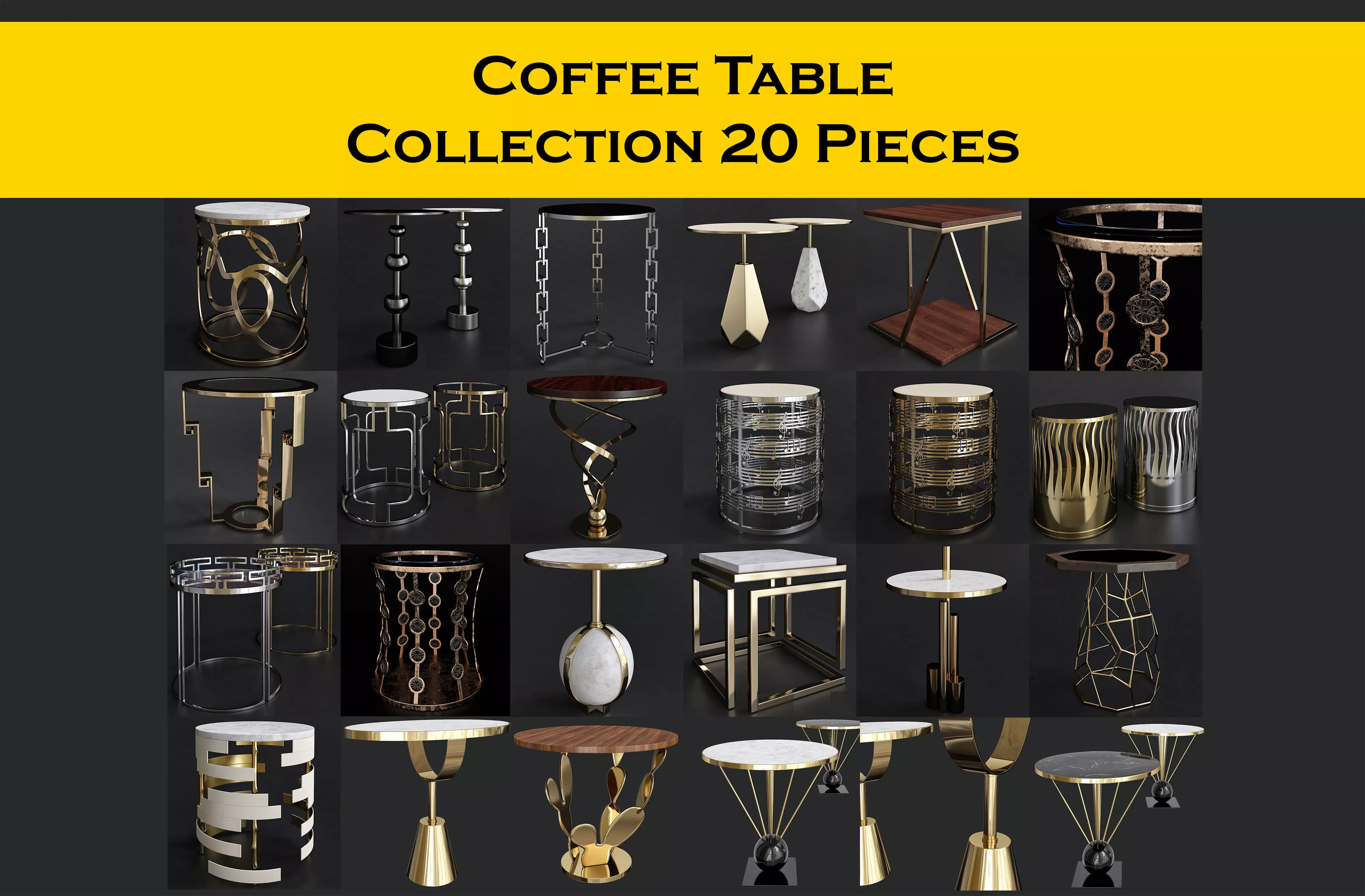 Coffee Table Collection 3d model 3D model_0
