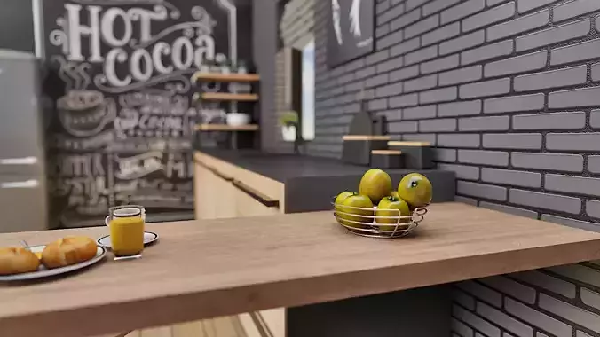 modern kitchen Low-poly 3D model