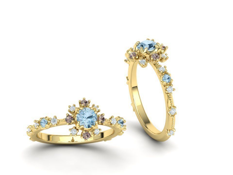 Aria Ring Own design Engagement ring 3dmodel 3D print model_15