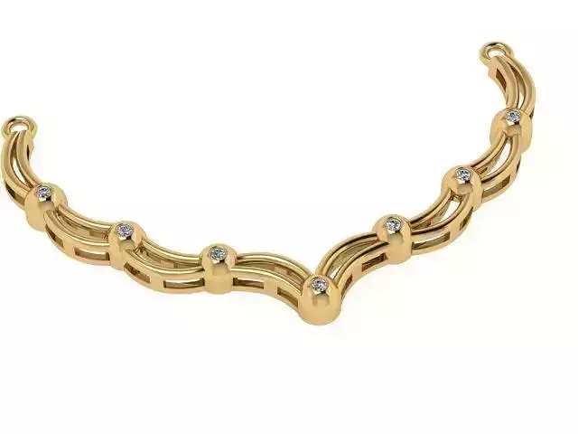 NECKLACE gold wavy with diamonds