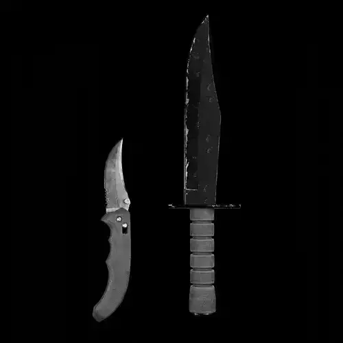 Lowpoly Combat Knives Two Pack Low-poly 3D model