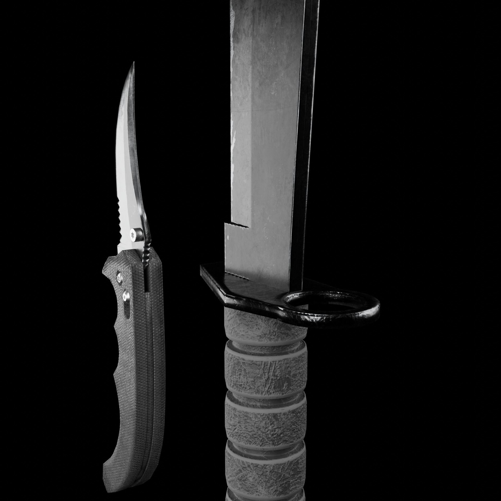Lowpoly Combat Knives Two Pack Low-poly 3D model_4