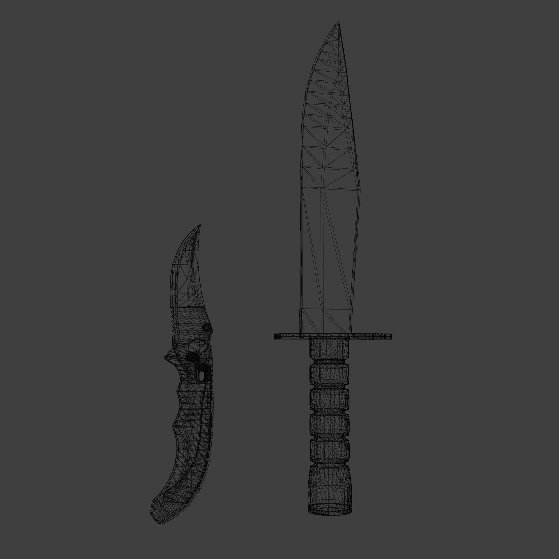 Lowpoly Combat Knives Two Pack Low-poly 3D model_6