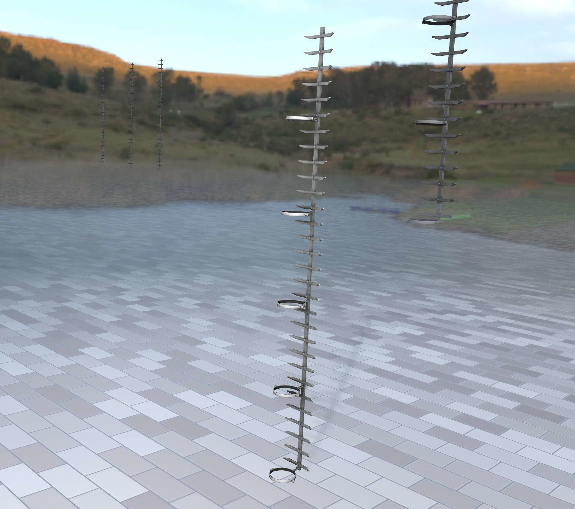 Iron Ladder for Metal Poles - Object 127 Low-poly 3D model_46
