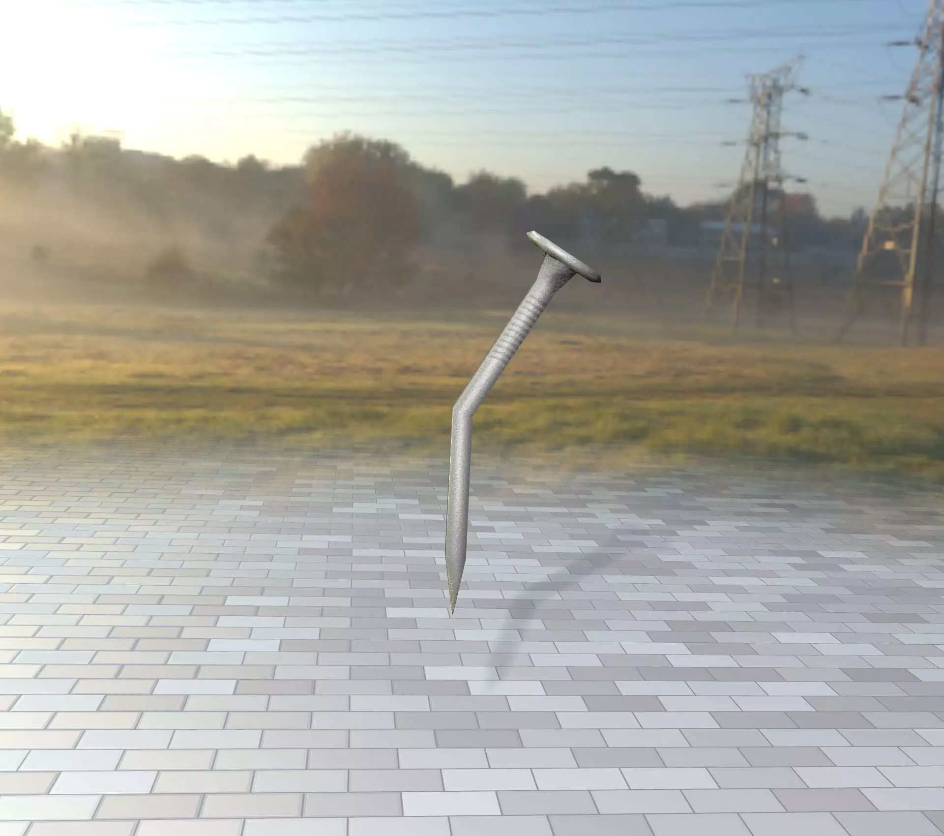 Low-Poly Nail 4 - Object 129 - Electricity Poles Package Free low-poly 3D model