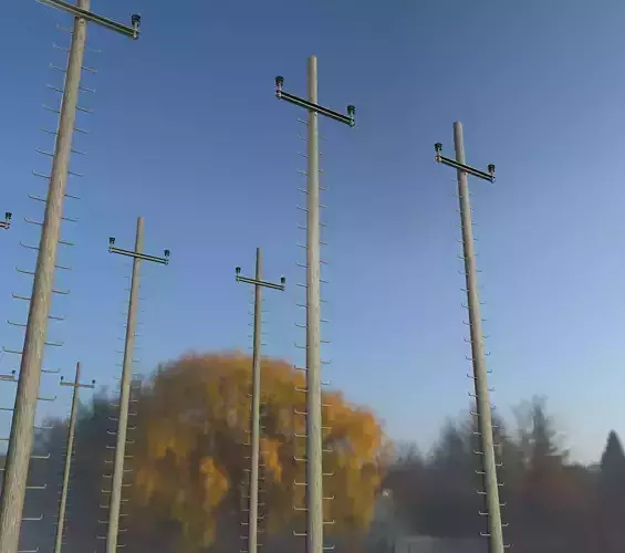Wooden Electricity Pole with Ladder - Object 131