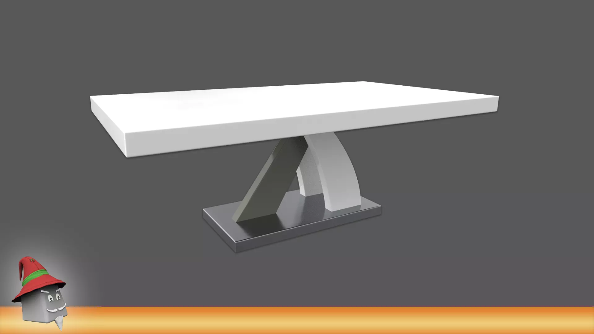Axara Coffee Table Rectangular In White And Grey High Gloss PBR Low-poly 3D model_0