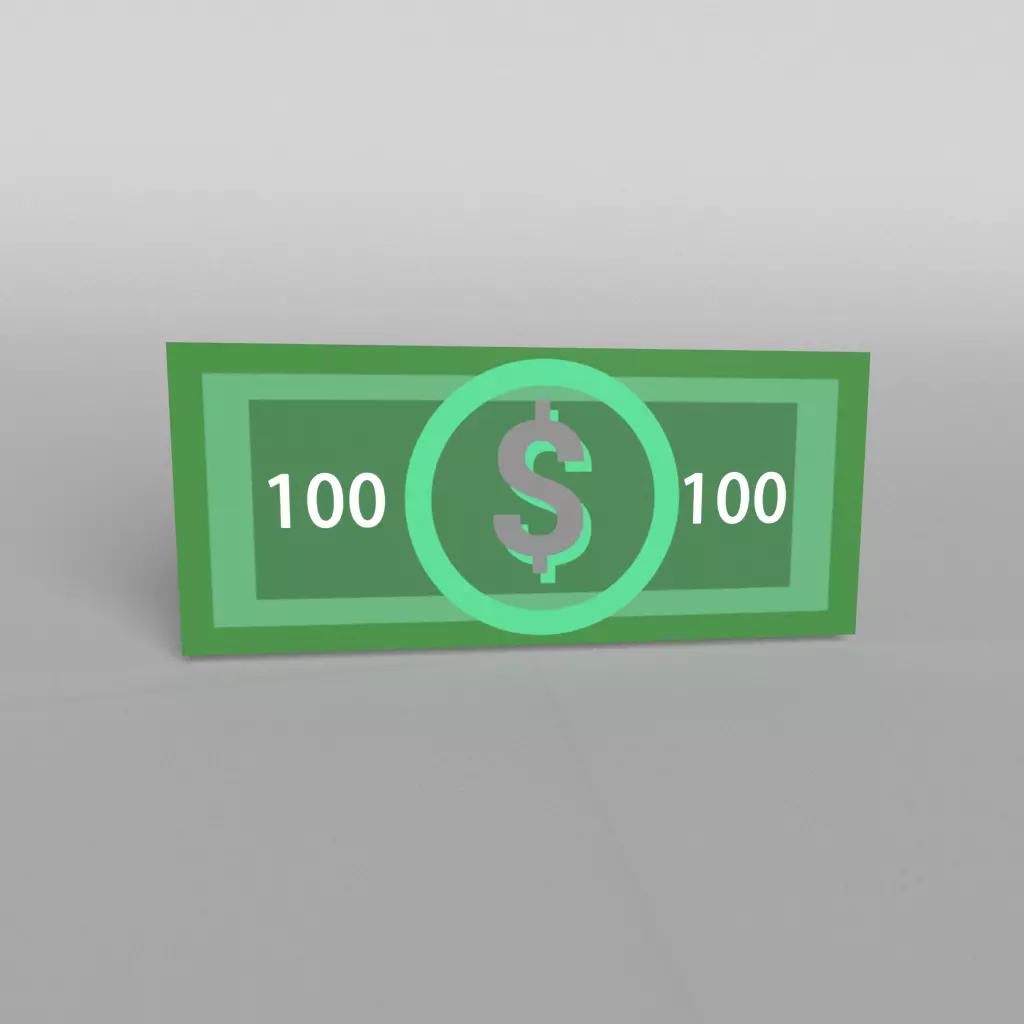 100 Dollar Low-poly 3D model_0