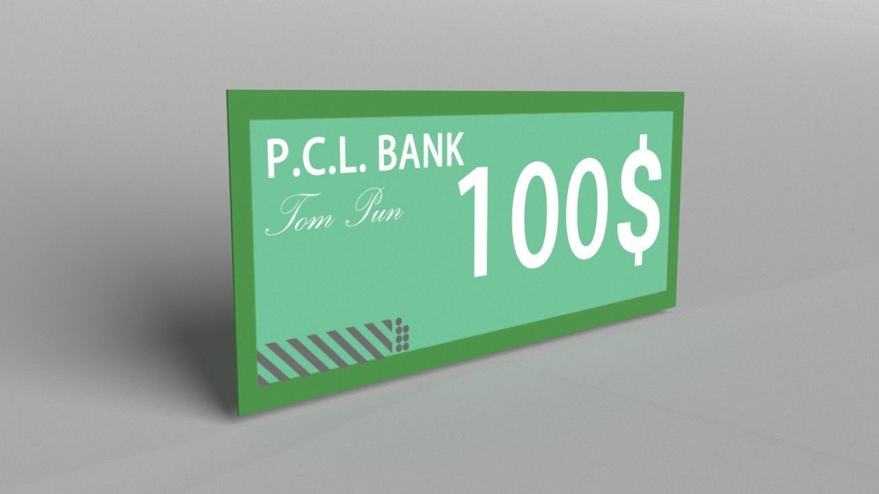 100 Dollar Low-poly 3D model_4