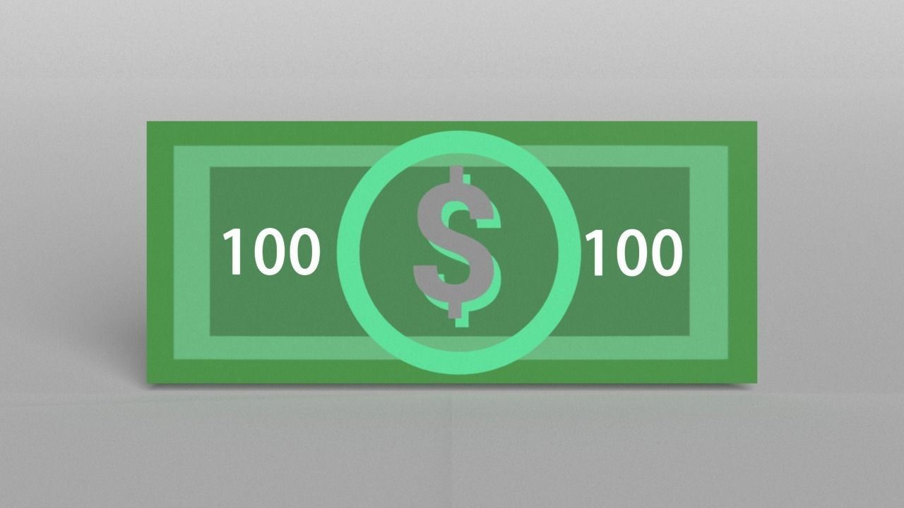 100 Dollar Low-poly 3D model_2