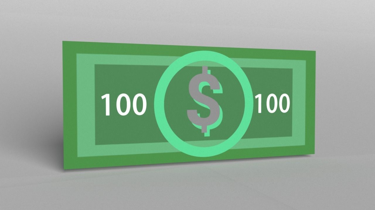 100 Dollar Low-poly 3D model_3