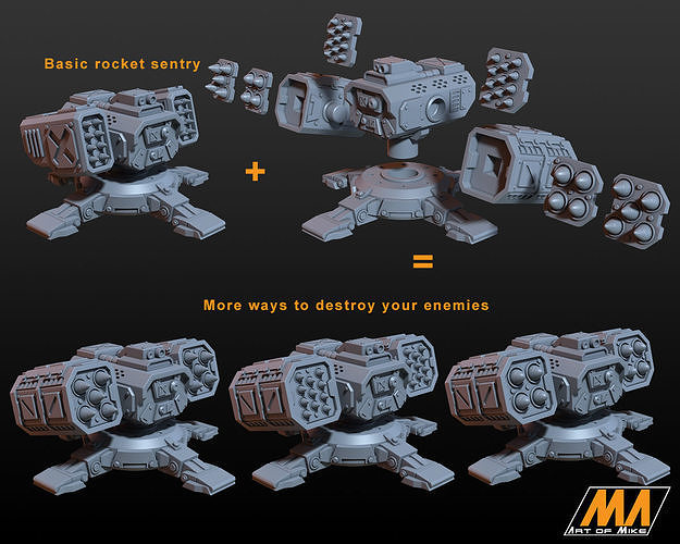Rocket sentry 3D print model