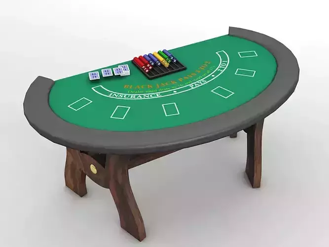 Casino Blackjack Table With Cards and Chips