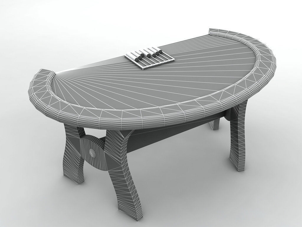 Casino Blackjack Table With Cards and Chips Low-poly 3D model_1