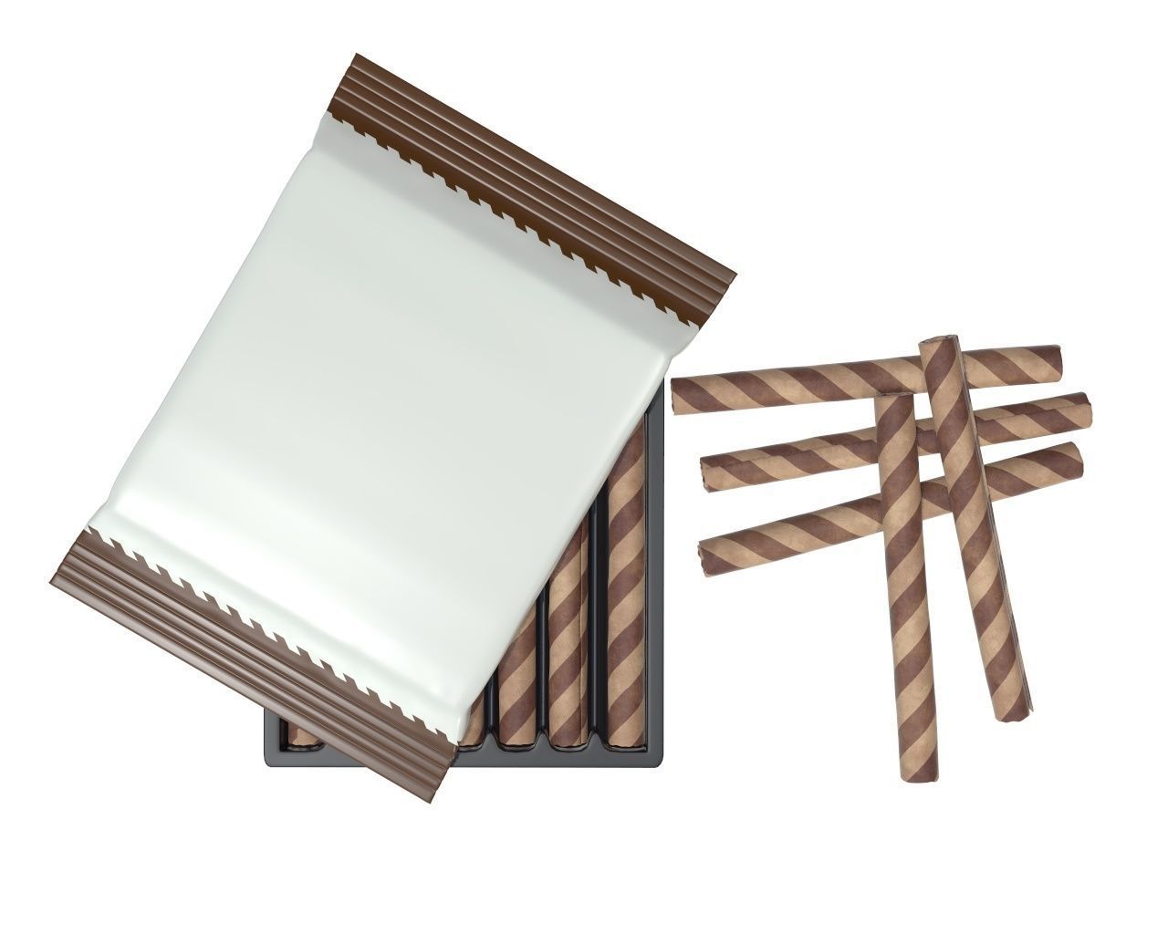 Blank package with waffle rolls 3D model_4