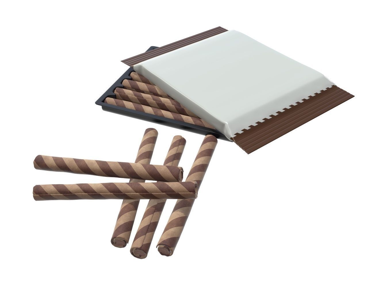 Blank package with waffle rolls 3D model_2