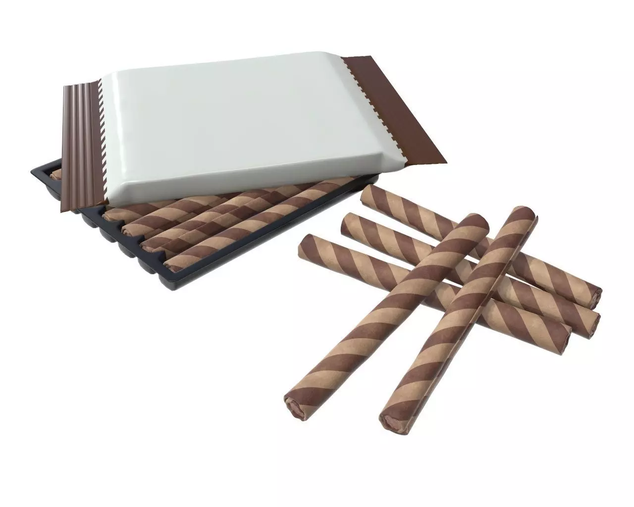Blank package with waffle rolls 3D model_0