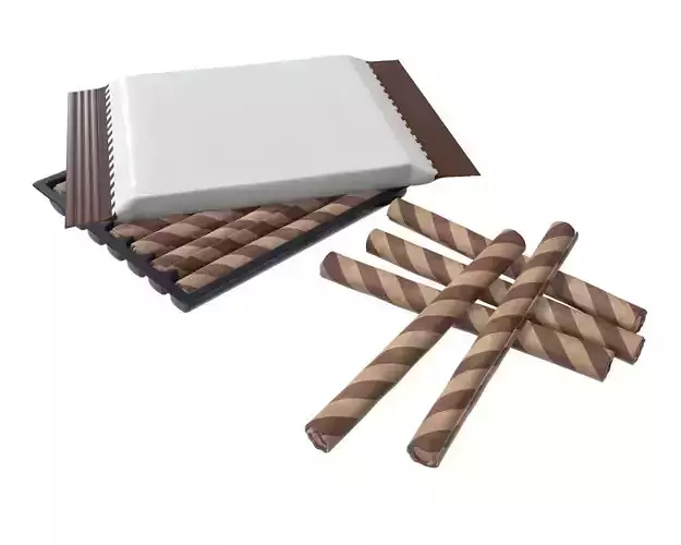 Blank package with waffle rolls 3D model