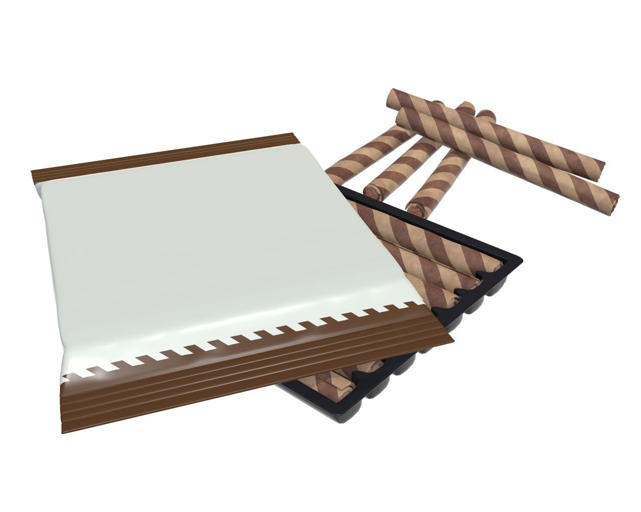 Blank package with waffle rolls 3D model_3