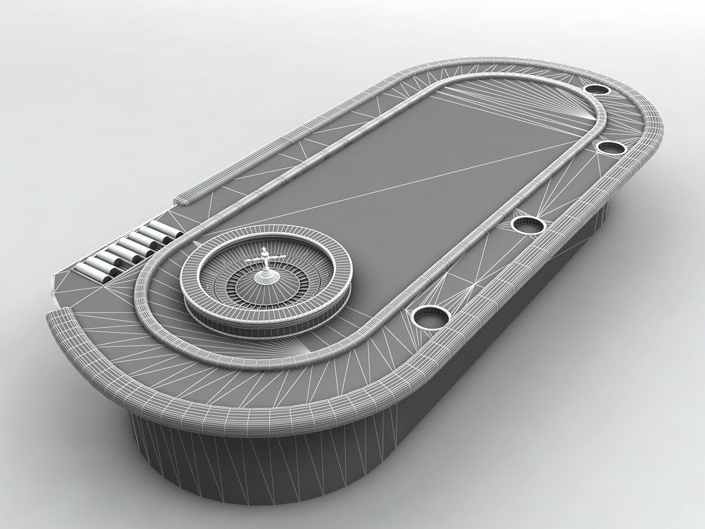 Casino Roulette Table With Ball and Casino Chips 3D model_3