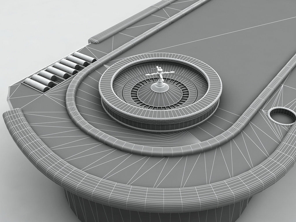 Casino Roulette Table With Ball and Casino Chips 3D model_4