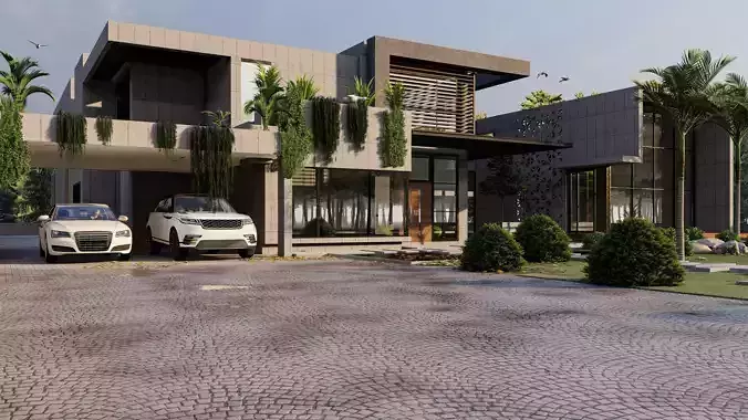 MODERN LUXURY HOUSE MODEL AND RENDER MODERN HOUSE DESIGN 3D model