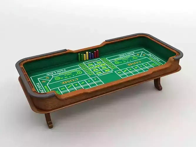 Casino Craps Table With  Dice and Casino Chips Low-poly 3D model