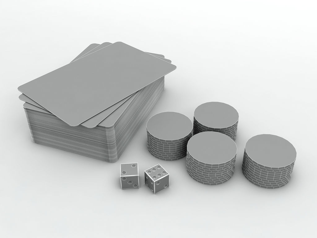 Casino Accessories Playing Cards Chips and Dice Low-poly 3D model_1