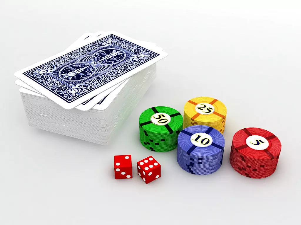 Casino Accessories Playing Cards Chips and Dice Low-poly 3D model_0