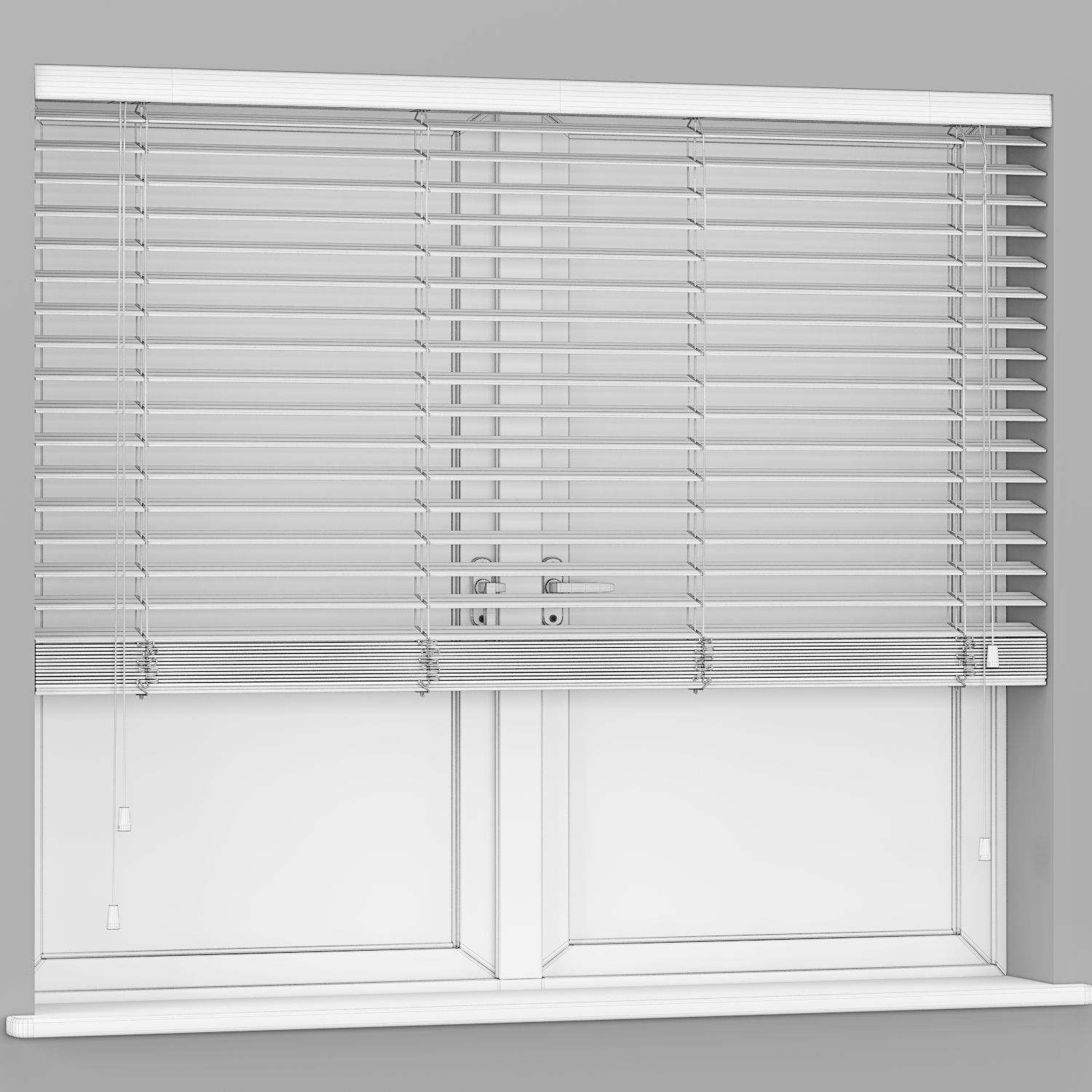 Wooden Blinds And Windows 3D model_6