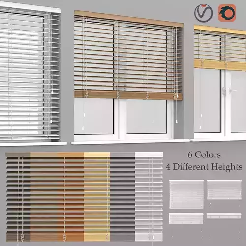 Wooden Blinds And Windows 3D model