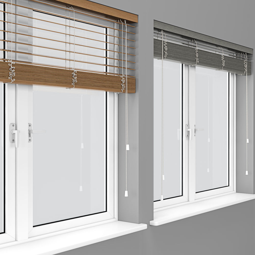 Wooden Blinds And Windows 3D model_2