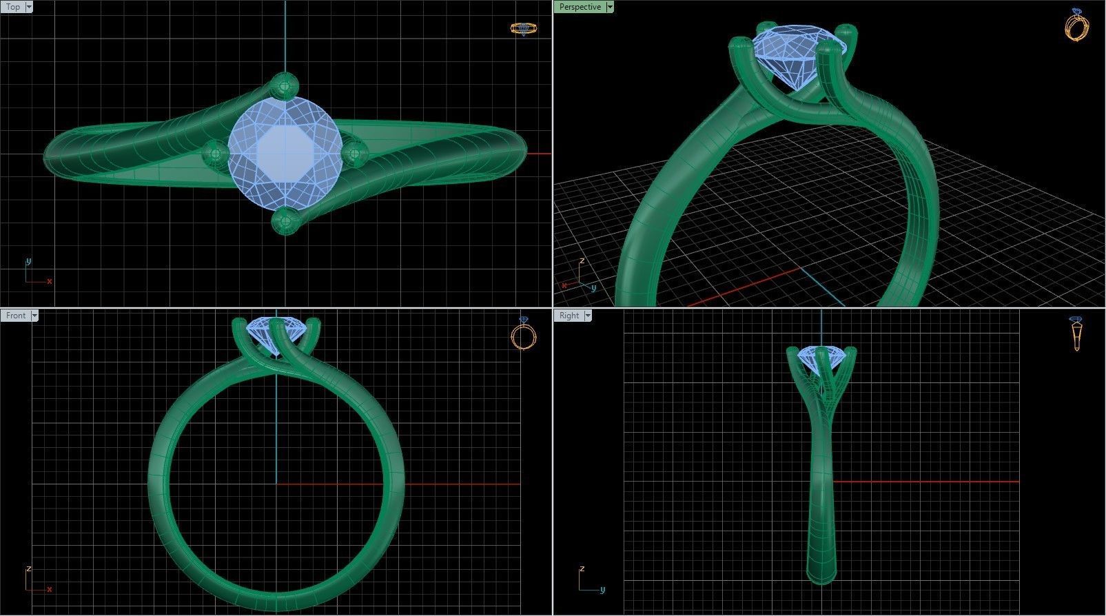 28 solitaire rings 3D print model_5
