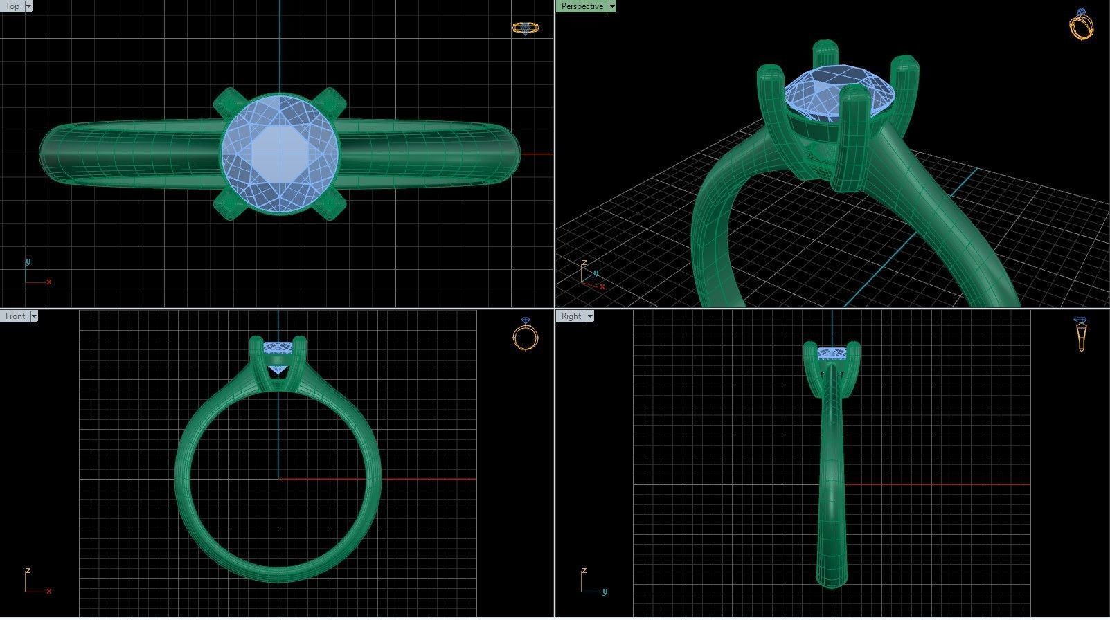 28 solitaire rings 3D print model_14