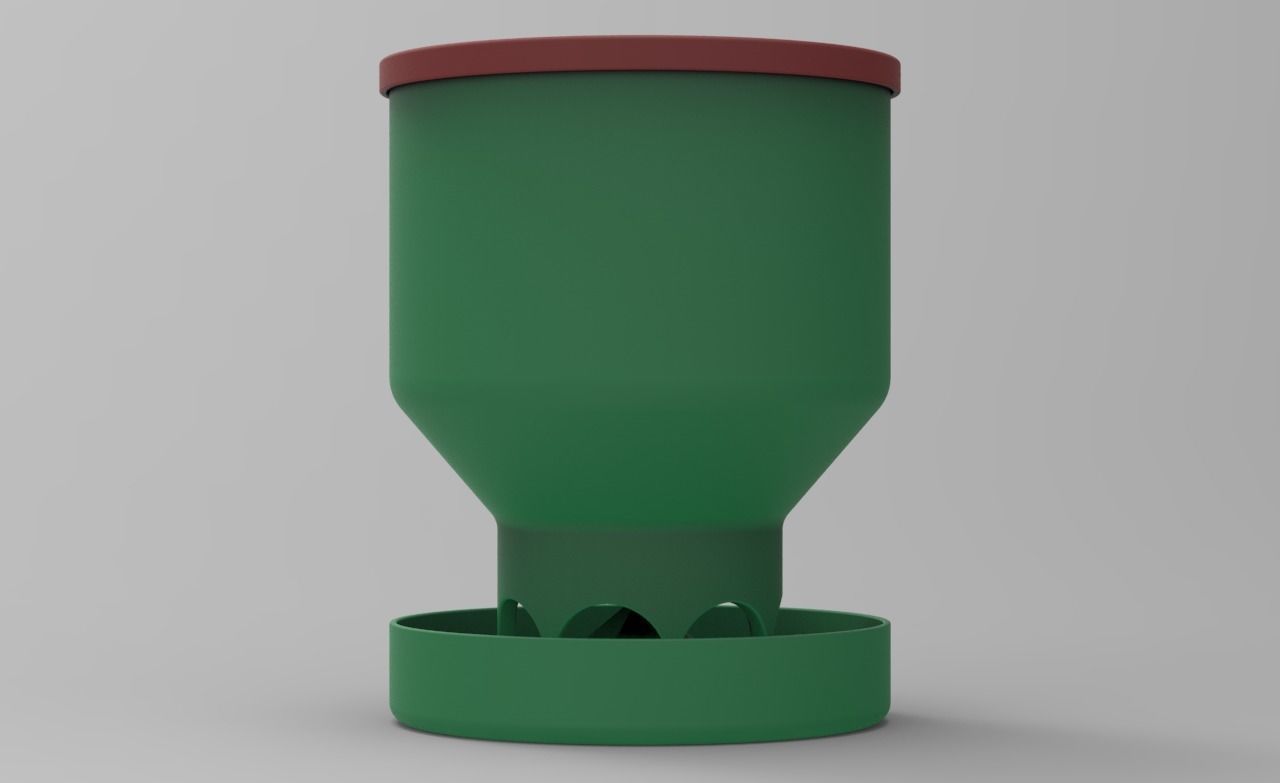 Baby Quail Birds Dry Food Feeder 3D print model_3