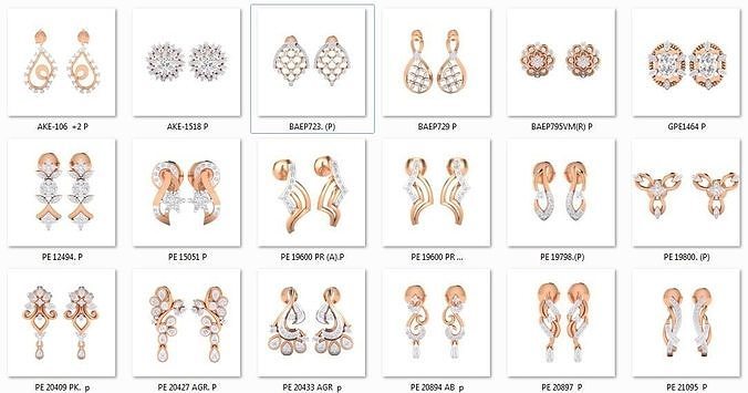 250 Women Earrings 3dm jcd render details  3D print model