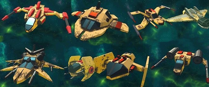 Spaceship lowpoly pack Low-poly 3D model