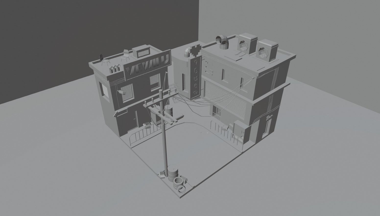 Low poly Cyberpunk City Low-poly 3D model_4