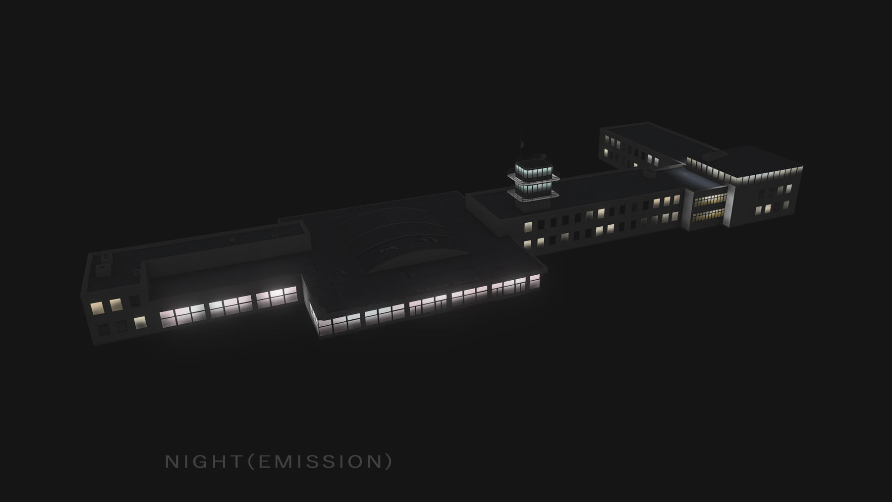Airport Terminal LKPR Military Terminal Prague Ruzyne Airport Low-poly 3D model_12
