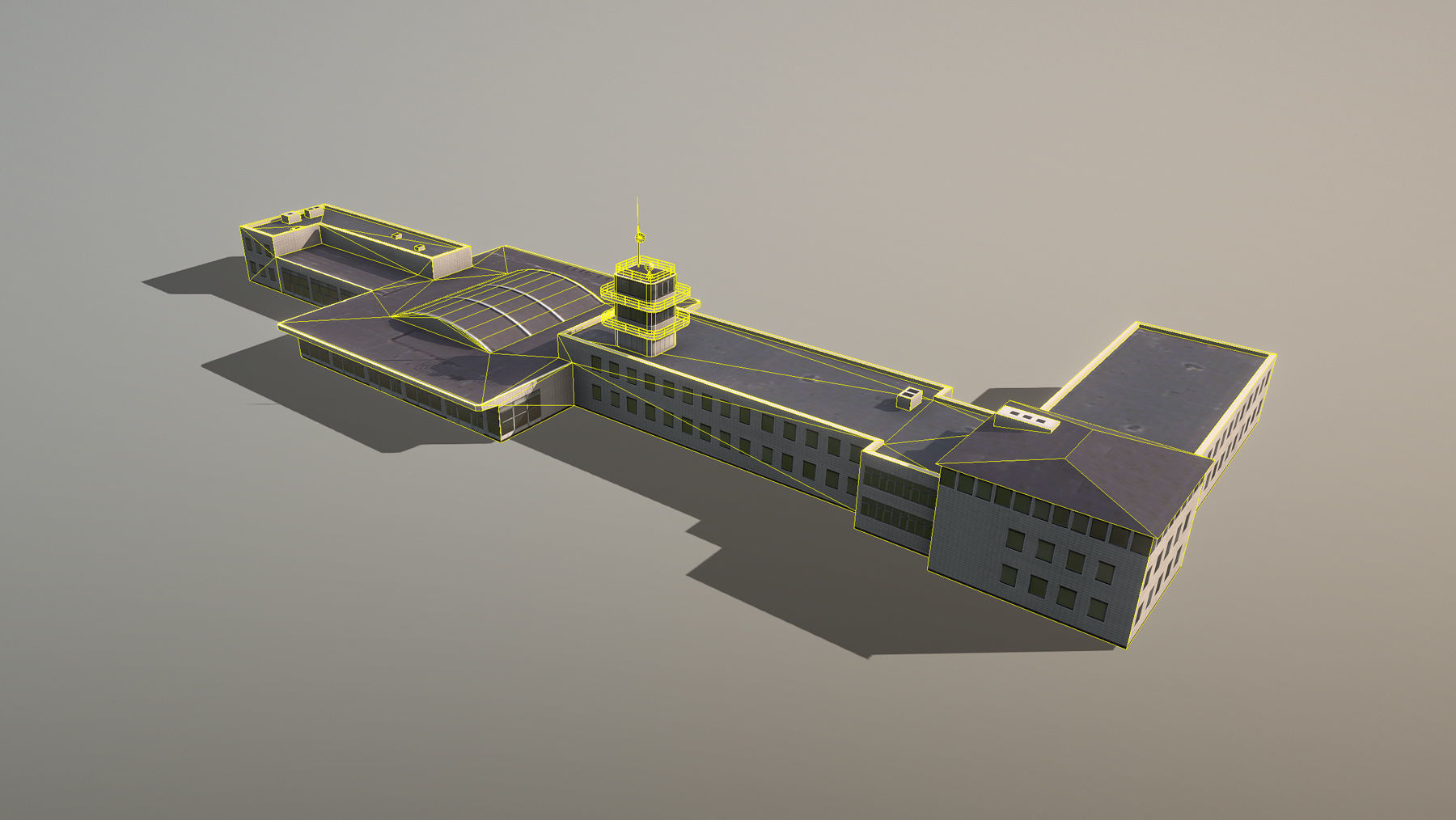 Airport Terminal LKPR Military Terminal Prague Ruzyne Airport Low-poly 3D model_6