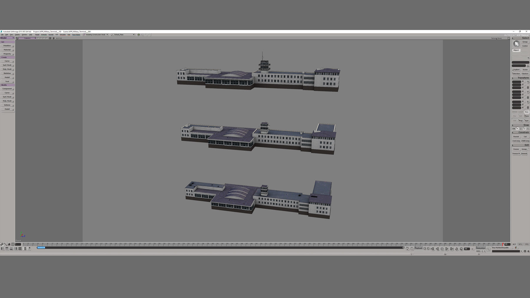 Airport Terminal LKPR Military Terminal Prague Ruzyne Airport Low-poly 3D model_13