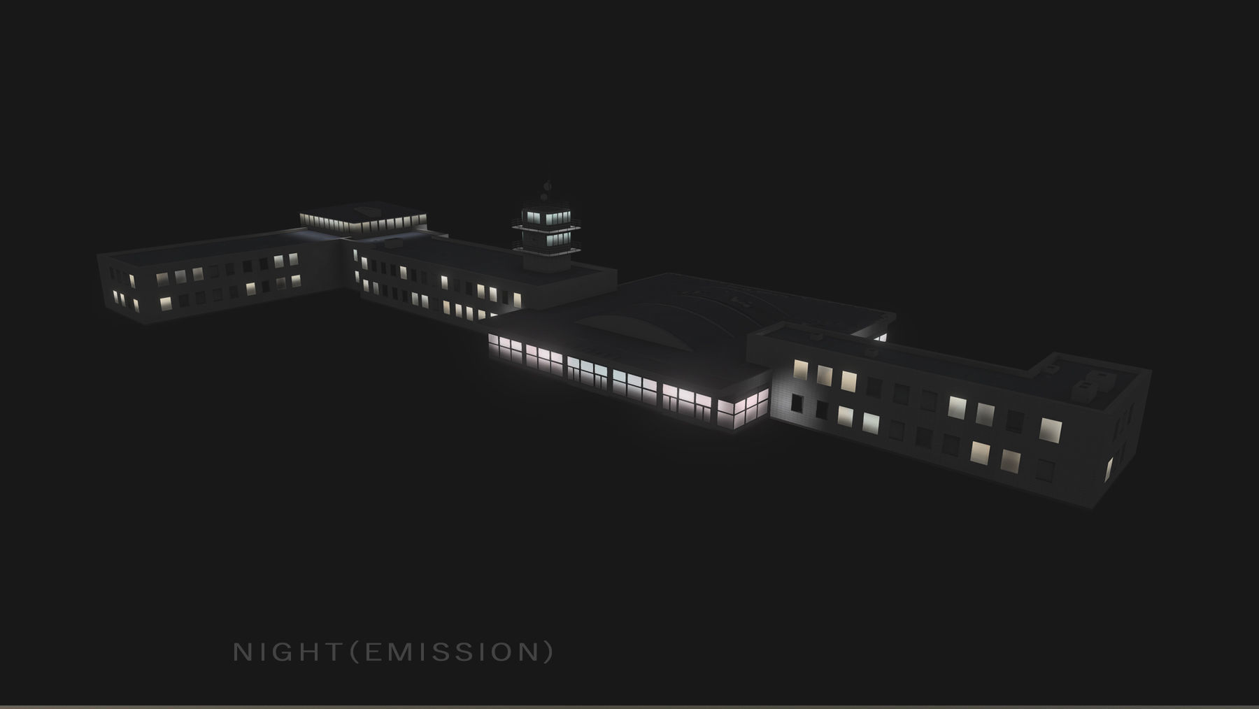 Airport Terminal LKPR Military Terminal Prague Ruzyne Airport Low-poly 3D model_11