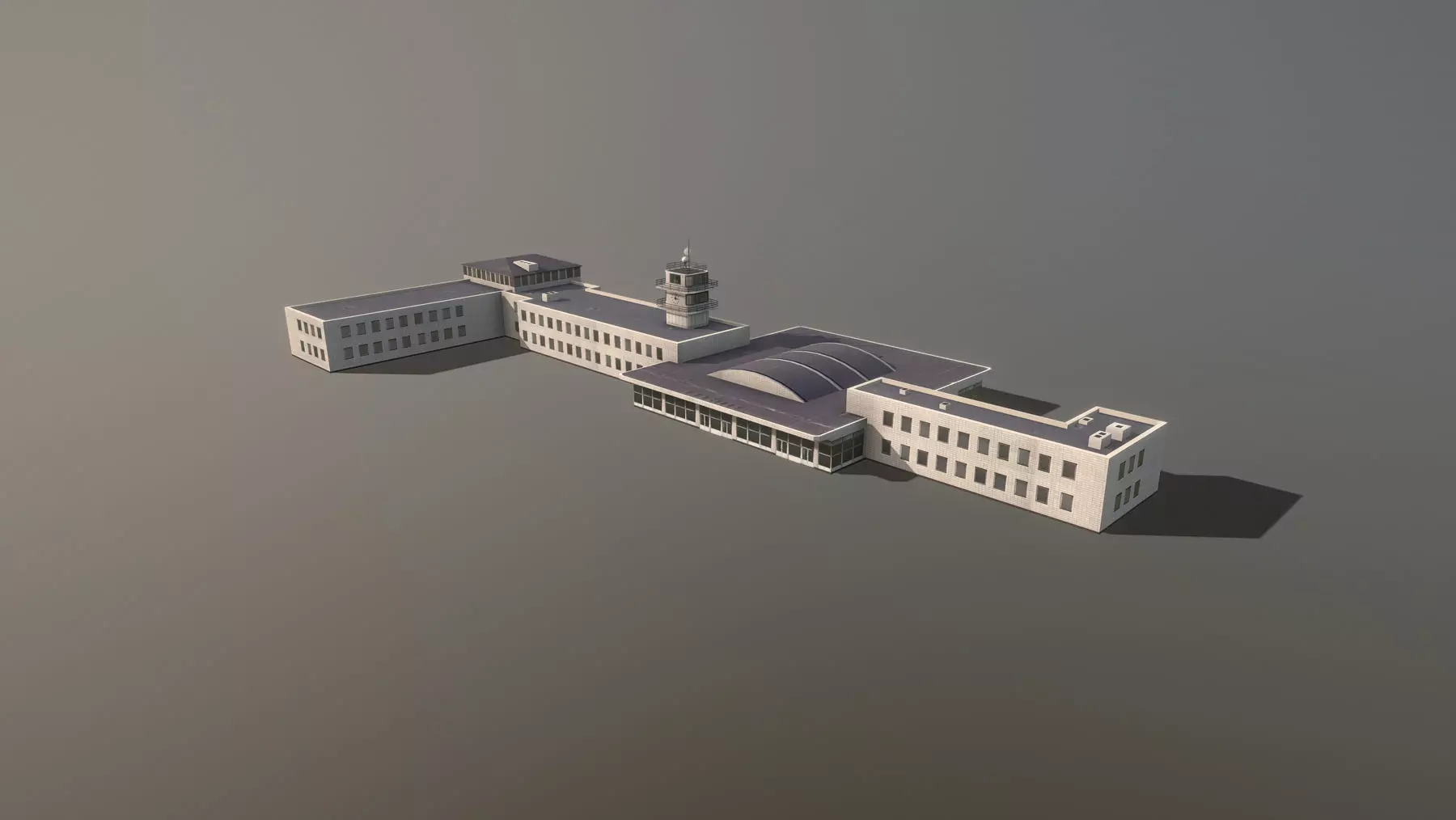 Airport Terminal LKPR Military Terminal Prague Ruzyne Airport Low-poly 3D model_0