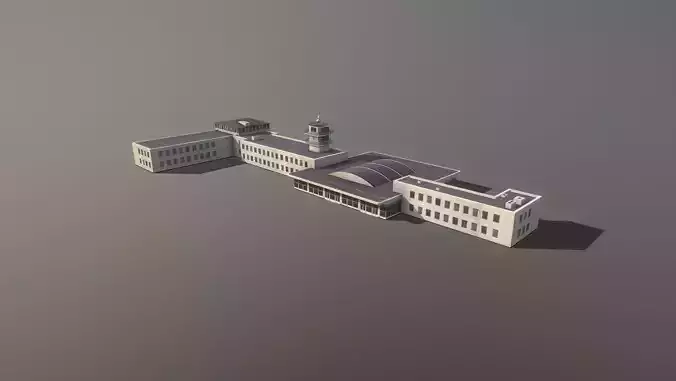 Airport Terminal LKPR Military Terminal Prague Ruzyne Airport Low-poly 3D model