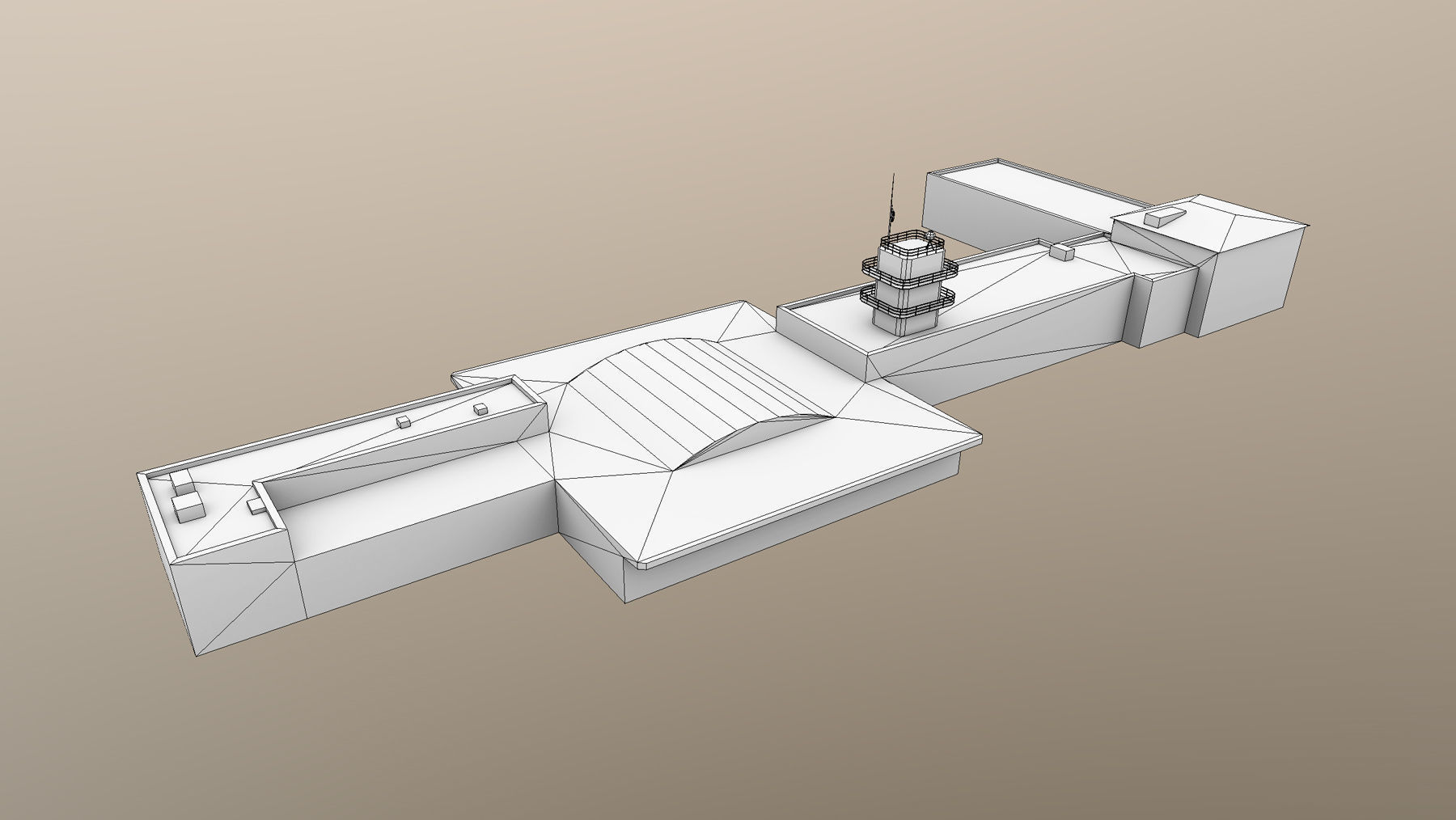 Airport Terminal LKPR Military Terminal Prague Ruzyne Airport Low-poly 3D model_7
