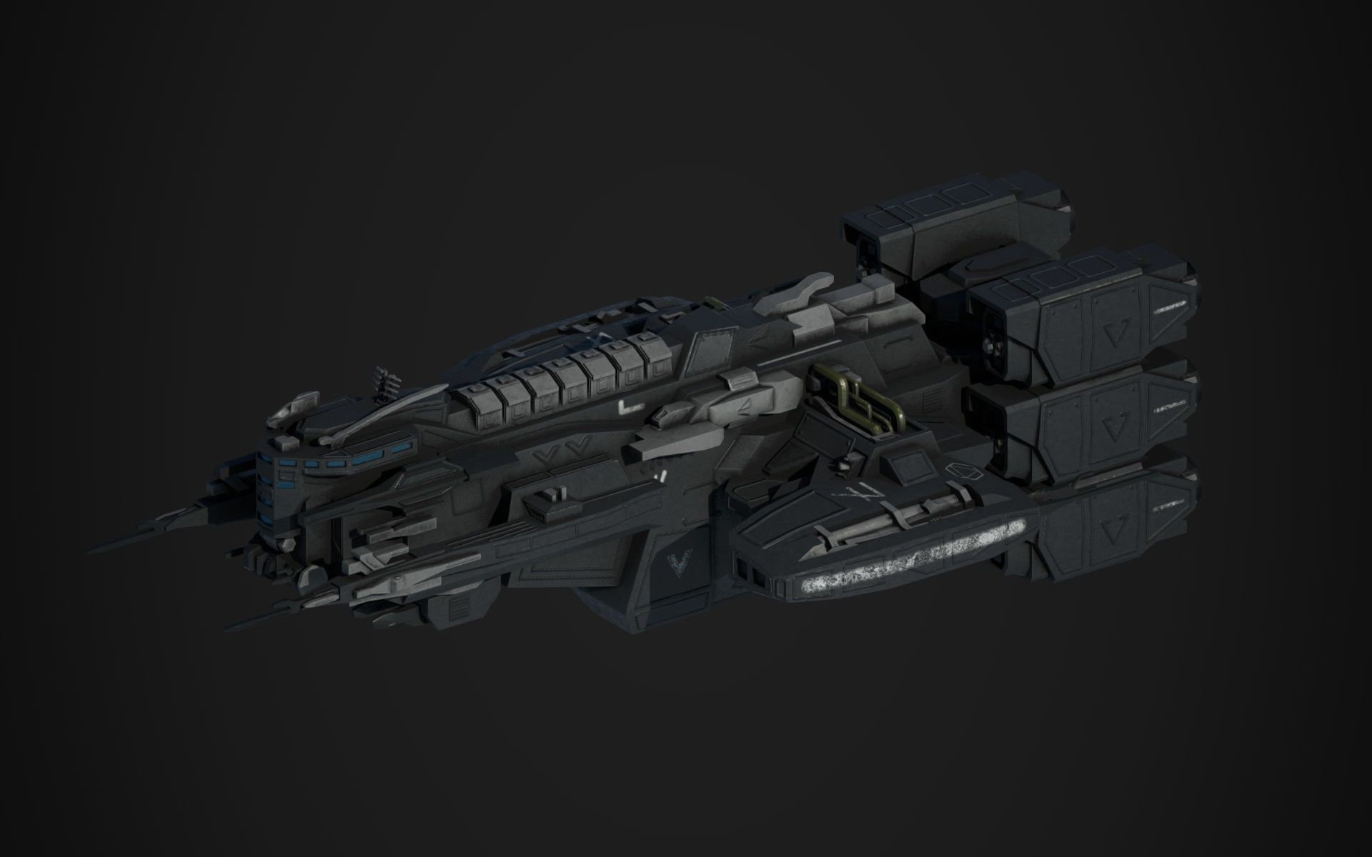 Sci Fi Mother Ship Low-poly 3D model_1