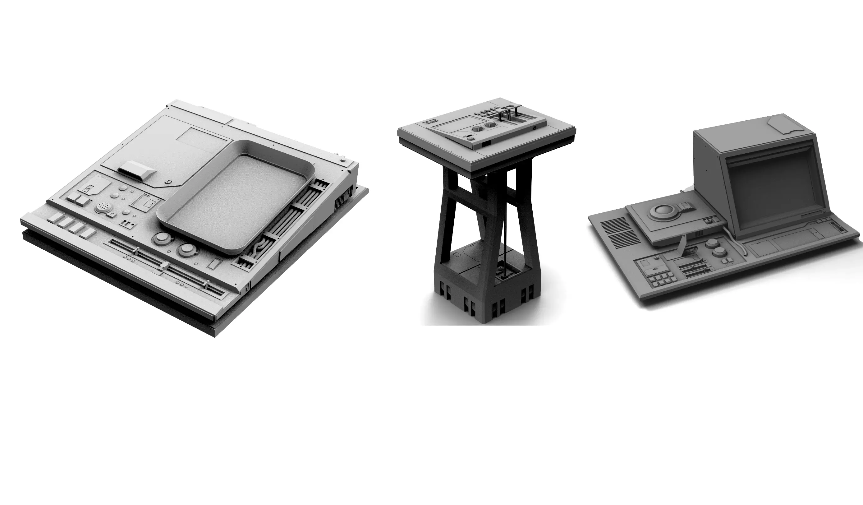 Sci-fi Computer Panel Pack KitBash  3D model_0