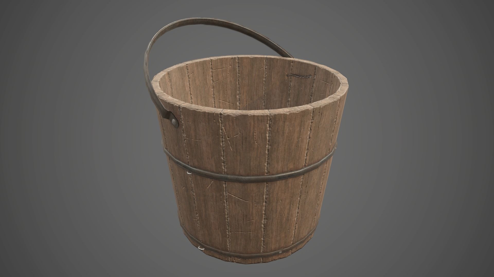 Wooden Bucket - - Gameready Asset Low-poly 3D model_2
